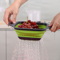 Folding Drain Basket Fruit Basket 2-Piece Large and Small Kitchen Retractable Draining Basket Storage Basket