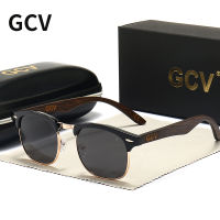 GCV Handmade Classic Leading Par Wooden Sunglasses Men Women Polarized UV400 Protection Semi-Rimless R Eyewear Oculos Party