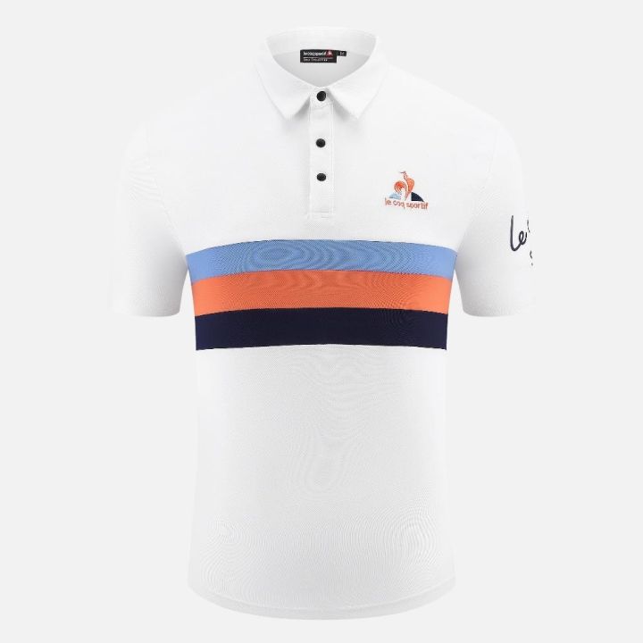 lecoqsportif-เสื้อโปโลลดราคาแบบแห้งเร็วสวมใส่สบายในช่วงซัมเมอร์