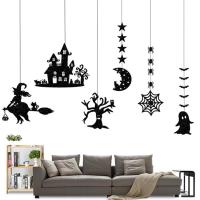 Halloween Hangings Bats Mini Tree Ornaments With Spiders Witches And Black Bats Door Decor For Haunted House Daily Use And Ghost Festival Atmosphere Props excellent