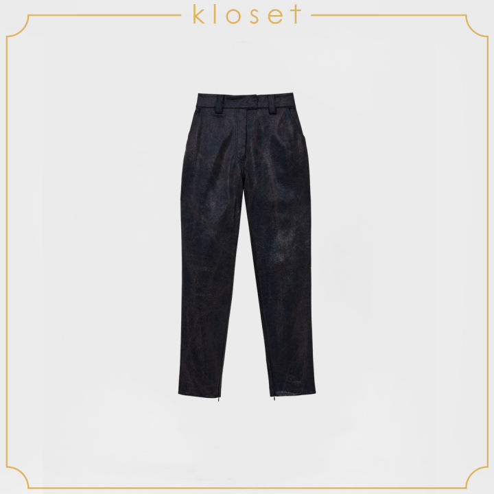 kloset-slit-straight-pants-aw20-p003-เสื้อผ้าแฟชั่น-เสื้อผ้าผู้หญิง-กางเกงแฟชั่น-กางเกงขายาว-กางเกงผ้าหนัง