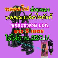 หลอดไฟล่อแมลง หลอดแบล็คไลท์ใช้ไฟบ้าน 220V 40W แถมขั่วสายยาว5เมตรกันน้ำได้พร้อมใช้งานได้เลย