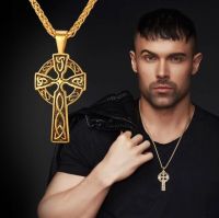 Fashion Simple Mens Celtic Knot Cross Pendant Retro Christian Necklace Religious Belief Jewelry Fashion Chain Necklaces