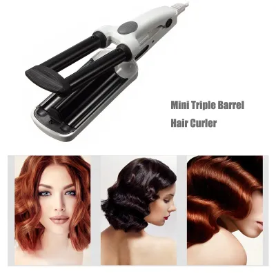 Mini Triple Barrel Hair Curler Professional Curling Iron Ceramic Hair Waver Iron Electric Curling Salon Wave Roller Hair Styling