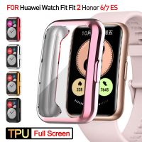 Plated Case For Huawei Band 7 6 Honor 6  TPU Bumper All-Around Screen Protector For Huawei watch fit 2 watch Cover Accessories LED Strip Lighting