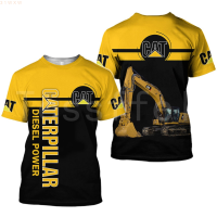 Equipment (สต็อกเพียงพอ) 2023 NEW Excavator Worker Machine Funny Fashion Harajuku 3D Printed women for men Summer T-shirts Short Sleeves Streetwearคุณภาพสูง size:S-5XL