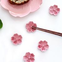 Ceramics Tableware Holder Tray Cherry Blossom Shaped Chopstick Rest Japanese Style Table Decoration Mini Plate for Home Kitchen