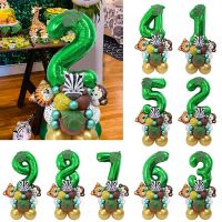 【CC】 35pcs/set Jungle Digital Balloons Kids 1 2 3 4 5 6 7 8 Years Birthday Decoration Supplies