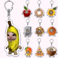 【LZ】♚♨  Gato Banana Criativo com Coração Keychain Pingente de Saco Comida Fruta Happy Cats Chaveiro Anel Jóias Presente Acessórios