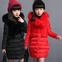 3-12 years old baby girl coat new girl clothes winter cotton coat thick warm warm down jacket long fur collar hooded jacket