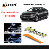 NLpearl 9Pcs แคนบัสภายใน LED ไฟสำหรับฮอนด้า Civic 2013-2019ยานพาหนะป้ายทะเบียน Led ชุดโคมไฟ