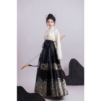 Hanfu เสื้อบนจีนผู้หญิงกระโปรงหน้าม้า8จุดสีบรอนซ์ราชวงศ์หมิงดั้งเดิม5สีเสื้อผ้าจีนแขนเครื่องบิน