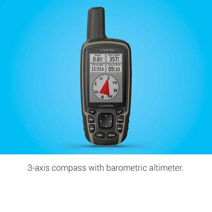 Garmin GPSMAP 64sx, Handheld GPS with Altimeter and Compass, Preloaded