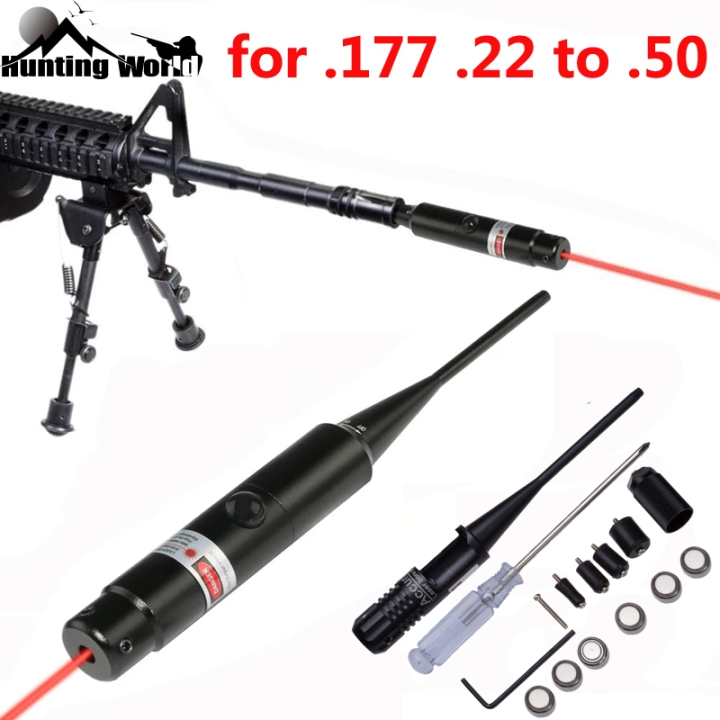 Red Dot Bore Sighter Collimator Kit Adjustable Adapters Red Bore Laser
