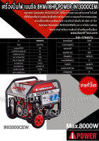 เครื่องปั่นไฟ เบนซิล 8KW 16HP POWER IN13000CEW