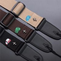 1PCS Guitar Strap with Pick Pocket for Electric Acoustic Vintage Cross Personality Guitar Straps Guitar Belt Guitar Accessories Guitar Bass Accessorie