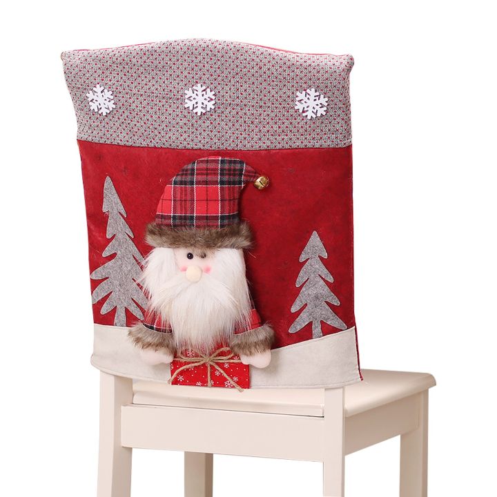 ผ้าคลุมเก้าอี้ของตกแต่งวันคริสต์มาสปาร์ตี้คริสต์มาสปีใหม่ของตกแต่งบ้านผ้าหุ้มเบาะเก้าอี้