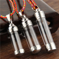 Bound transparent columnar Gawu box pendant hollow necklace for men and women can open cinnabar sarira manna pill VG3J