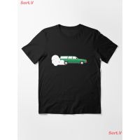 โลโก้ Volvo 240 Wagon Burnout - Green Essential T-Shirt เสื้อยืดพิมพ์ลาย เสื้อยืดโลโก้รถ  XRKF