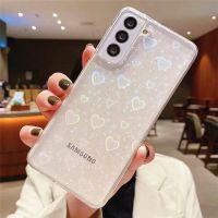 เคสโทรศัพท์แฟชั่นรูปหัวใจน่ารักสไตล์เกาหลี,สำหรับ Samsung Galaxy S10 Plus A52 A51 S21 Ultra S20 FE Note 10 Pro Note 20 Ultra A20 A30 A50 A70 A71 A12 A72ฝาหลังออโรร่าใสสำหรับให้เป็นของขวัญ