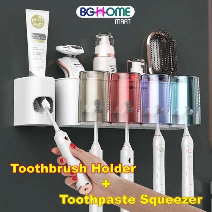 Wallmounted Shelf Toothbrush Holder Multifunction For Bathroom