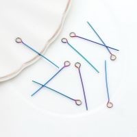 Rainbow Color Stainless Steel Eye Head Pins 30MM Eye Pins Findings 20pcs/lot For DIY Fashion Jewelry Making Accessories