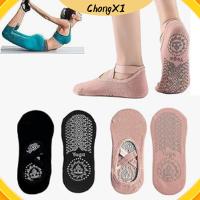 CHONGXI ระบายอากาศได้ระบายอากาศ ถุงเท้าสำหรับโยคะ สีทึบทึบ ความยืดหยุ่นของร่างกาย ถุงเท้าพิลาทิสมีสายรัด การออกแบบใหม่ กันลื่น ถุงเท้าบัลเลต์