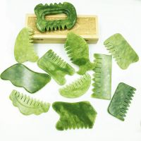 ☍۞ Gouache Scraper Natural Stone Gua Sha Massage Comb Head Body Meridian Scraping Reflexology Blood Circulation Jade Therapy Tools