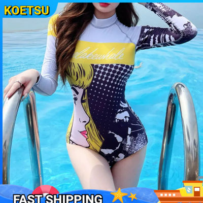KOETSU 【COD】🏖️เว็ทสูทกันแดดเวอร์ชั่นเกาหลี, ชุดว่ายน้ำแขนยาวสำหรับเล่นเซิร์ฟแยกสำหรับผู้หญิง, เสื้อโค้ทแมงกะพรุนชายหาด, ชุดดำน้ำตื้นแบบแห้งเร็ว