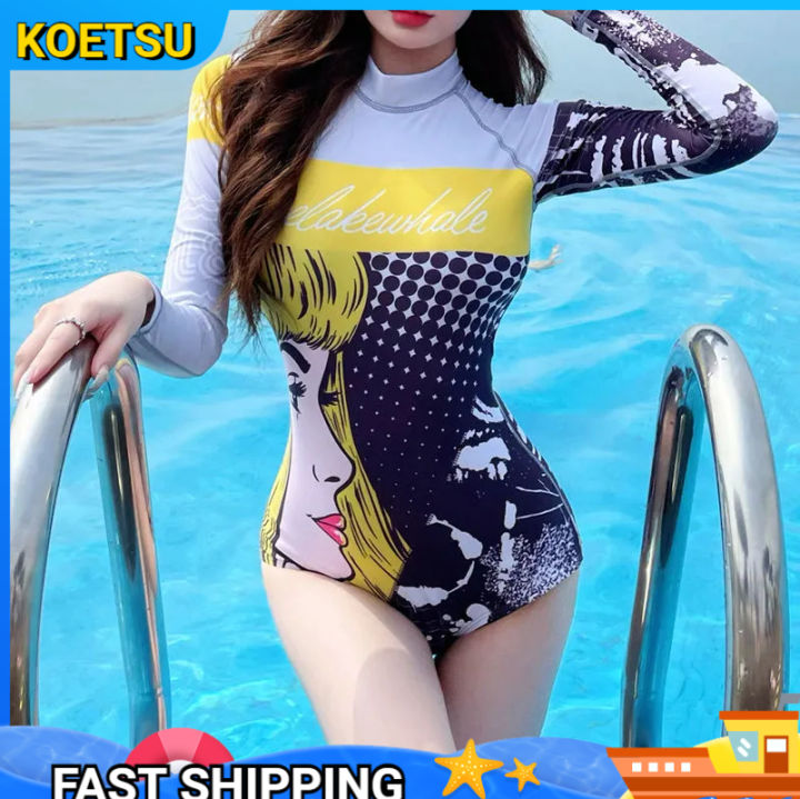 koetsu-cod-เว็ทสูทกันแดดเวอร์ชั่นเกาหลี-ชุดว่ายน้ำแขนยาวสำหรับเล่นเซิร์ฟแยกสำหรับผู้หญิง-เสื้อโค้ทแมงกะพรุนชายหาด-ชุดดำน้ำตื้นแบบแห้งเร็ว