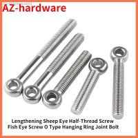 ❍ M5M6M8M10M12 304 Stainless Steel Lengthening Sheep Eye Half Thread Screw Fish Eye Screw O Type Hanging Ring Joint Bolt 5Pcs