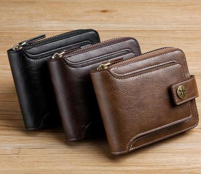 Vintage Small Mens Wallet Pu Leather Short Purse Men Hasp Zipper Clutch Solid Porte Feuille Hommes Porte Monnaie Homme