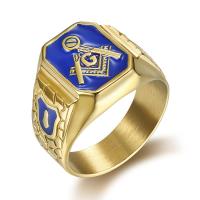 สแตนเลส Masonic Gold-Plated AG แหวนผู้ชายชายคุณภาพสูง Freemason วงแหวน