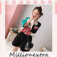 millionextra SETNESS ชุดเซ็ท ชุดเซ็ต 2 ชิ้น เสื้อยืด+กางเกง ขาสั้น แฟชั่น วัยรุ่น สไตล์เกาหลี ฤดูร้อนกางเกงขาสั้นกีฬาสบาย ๆ SETNESS085