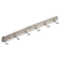 Household Metal Wall Mounted 6 Hooks Towel Rack Hanger 15" Long