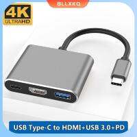 ตัวแปลงหลายพอร์ตอะแดปเตอร์ BLLXKQ 3สี USB-C PD ชาร์จ3 In 1 USB ฮับ USB 3.0 4K HDMI