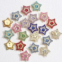 【YF】 Star-Shaped Rhinestone Beads para Fazer Jóias DIY Base da Cor do Ouro Costas Planas Sew-on Broche Bowknot Cabelo 15mm 50Pcs 10Pcs