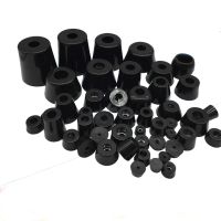 LOT 4 O/D 12Mm Hingga 50Mm Alas Kaki Mesin Karet Hitam dengan Pencuci Baja Antiselip Meja Furnitur Berbentuk Kerucut