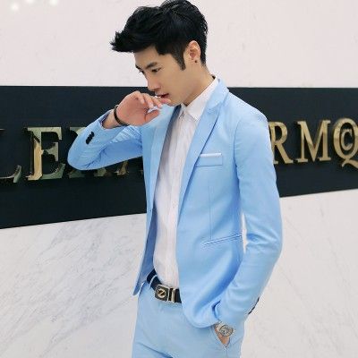 (460) Korean stylish blazer coat suit men fit long sleeve suit coat fit
