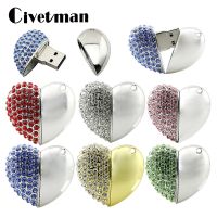 Pendrive 128GB USB Flash Drive Crystal Heart Pendant USB Stick 8GB 16GB 32GB 64GB Pen Drive 256GB Flash Memory Disk Lover Gifts