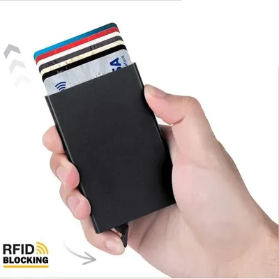 【CC】Rfid Smart Wallet Card Holder Metal Thin Slim Men Women Wallets Pop Up Minimalist Wallet Small Black Purse Vallet Walets for Men