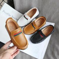 Boys Girls Moccasins Soft Bottom Casual Leather Shoes Kids Loafers Childrens Metal Wedding Autumn Fashion Flats Boat Sneakers