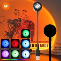 XIAOMI โปรเจคเตอร์ไฟกลางคืนนีออนสีรุ้งหลอดไฟ LED พระอาทิตย์ตกดิน USB สำหรับของขวัญตกแต่งห้องในบ้านสำหรับห้องนอน