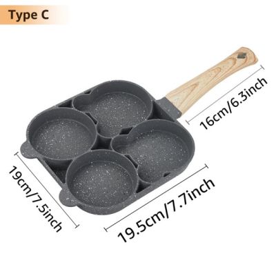 2/ 4 Holes Frying Pot Pan Black Thickened Kitchen Omelet Non-Stick Egg Poacher Pancake Crepe Steak Cooking Ham Breakfast Maker