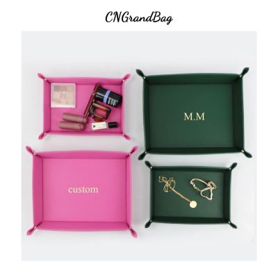 Monogrammed Foldable PU Leather Tray for DIce Table Key Wallet Coin Organizer Square Tray Desktop Storage Box Jewelry Tray