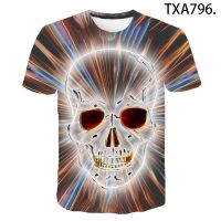 2023 NEWDazzling Skull T เสื้อผู้ชายผู้หญิงเด็ก T เสื้อตลก Punk Rock 3D พิมพ์เสื้อยืด Hip Hop Cool Tee ฤดูร้อน Streetwear Tops