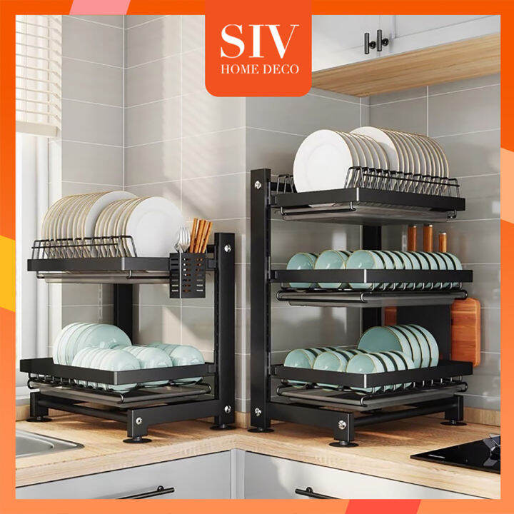 Siv 23 Layer Counter Topwall Hung Dish Drying Rack Rak Pinggan Stainless Steel Wall Mounted 5828