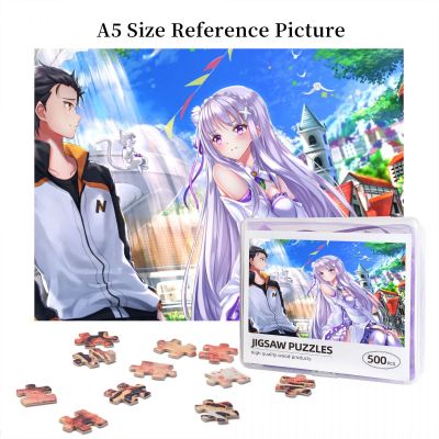 Re Life In A Different World From Zero Emilia, Subaru Natsuki Wooden Jigsaw Puzzle 500 Pieces Educational Toy Painting Art Decor Decompression toys 500pcs