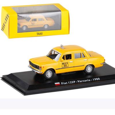 1:43 Scale Metal Alloy Classic FIAT 125P Varsavia 1980 Cab Taxi Car Model Diecast Vehicles Toys F Collection W Transparent Cover