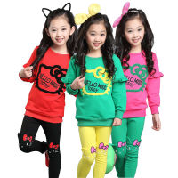 2022 New Spring Girls Clothing Set Cotton Lovely Cat Suit For Kids Shirt + Pants 2Pcs High-Quality 2-9 Years Children Clothes